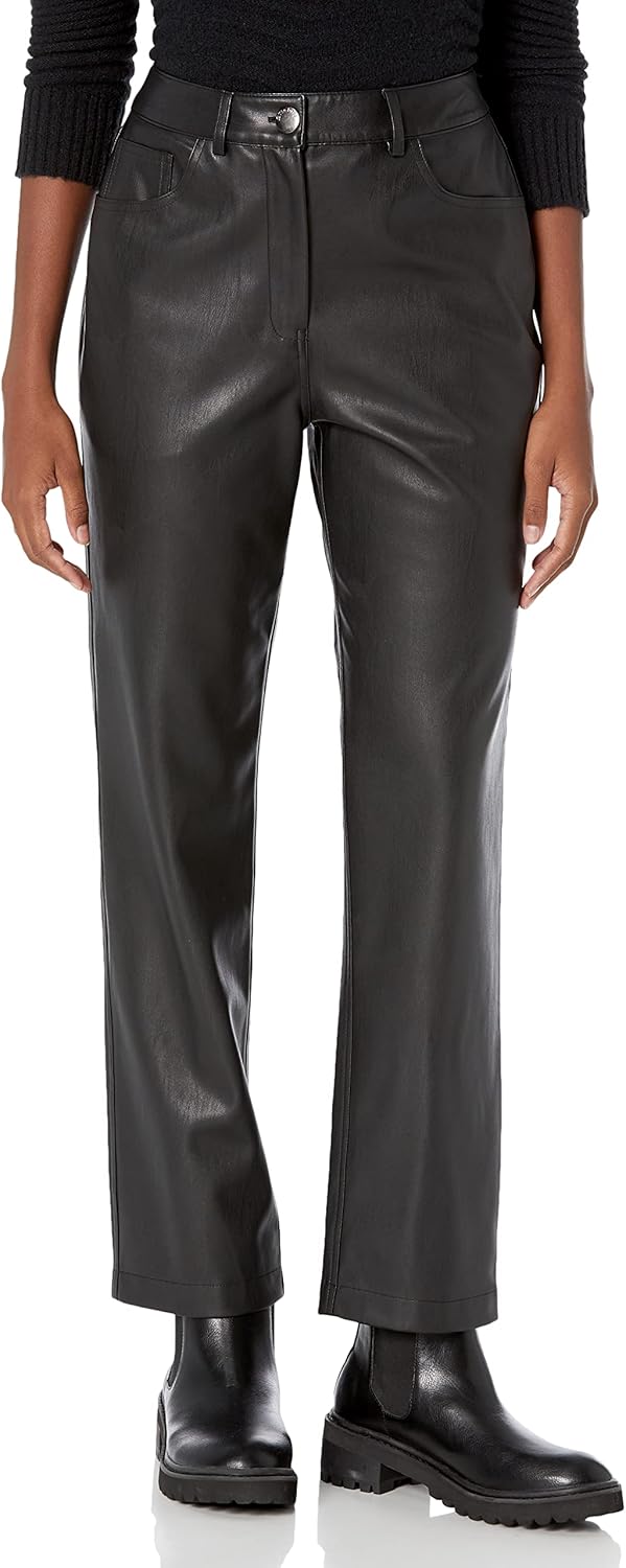 Women’s Vegan Leather High Waisted Straight Leg Pant
