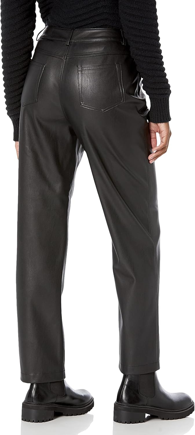 Women’s Vegan Leather High Waisted Straight Leg Pant